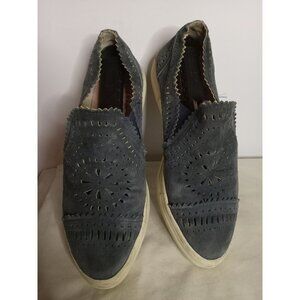 Seychelles Blue Suede Punched Design Slip On Sneakers Sz 7